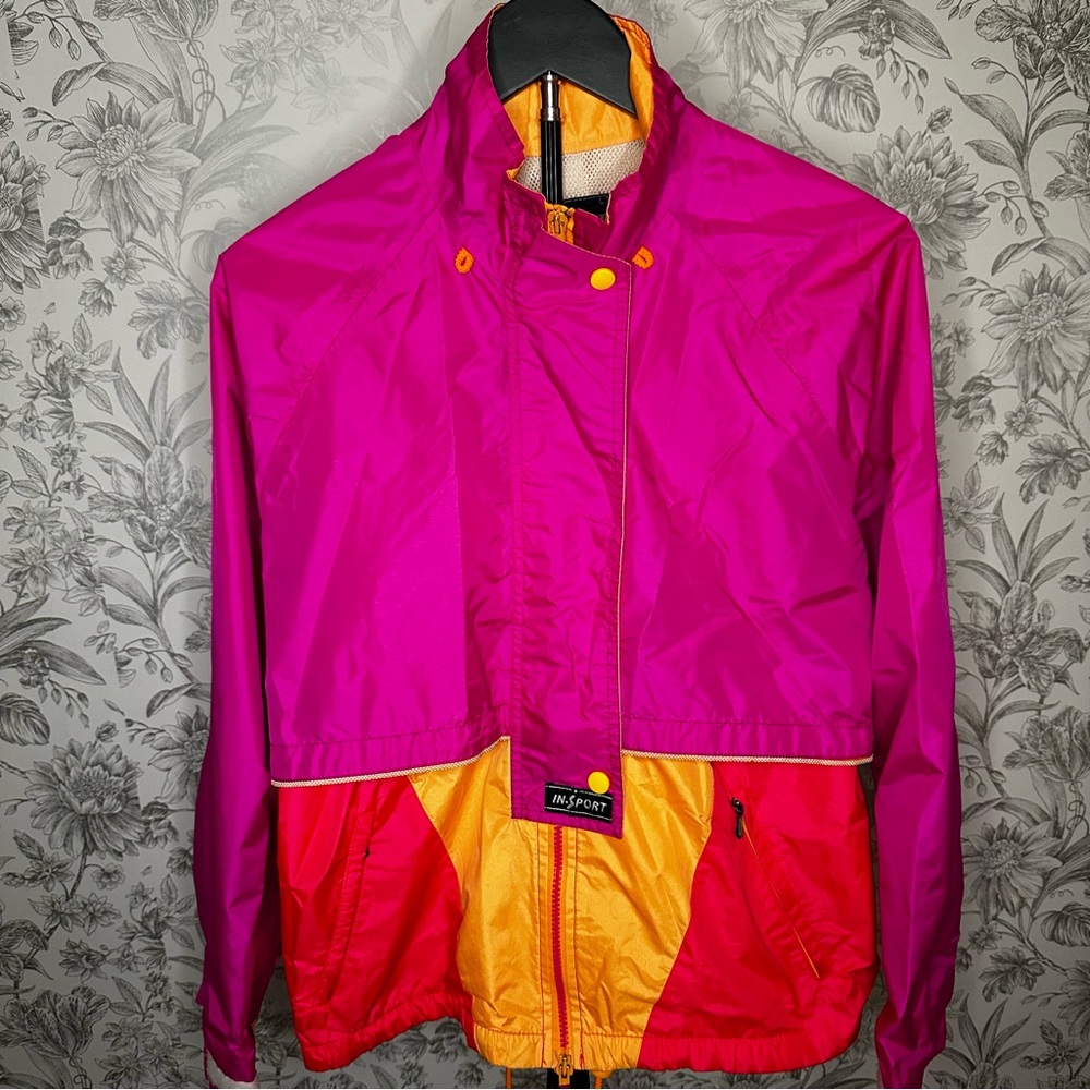 Vintage In-Sport Gore-Tex Colorblock Windbreaker Jacket Neon Pink Orange